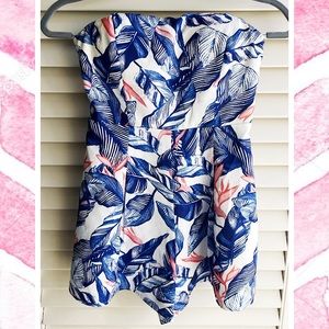 Blue, Pink, and White Leaf summer Romper